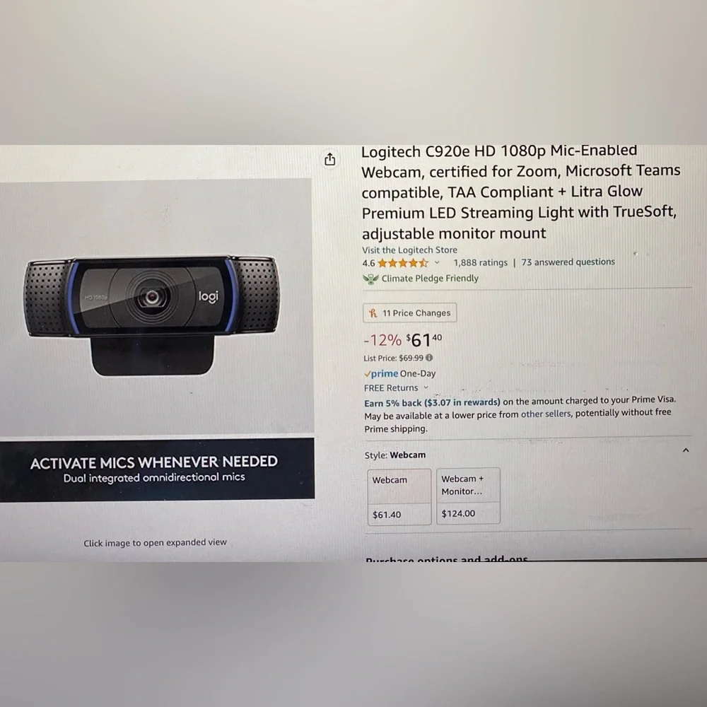 Logitech c920e HD webcam